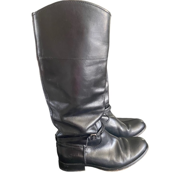 - FRYE 7.5 Melissa Seam Black Leather Riding Boots - Picture 1 of 8
